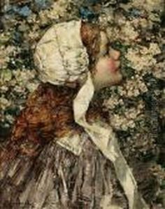 Girl In Spring Blossoms by Edward Atkinson Hornel