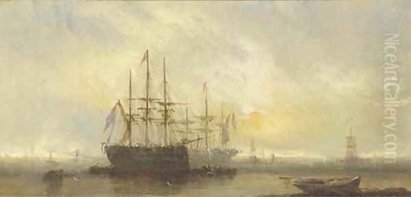 Big ships in an anchorage - view 1