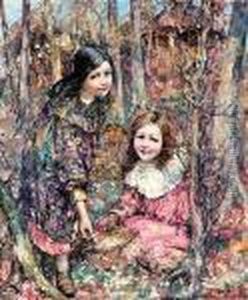 Two Girls Gathering Snowdrops by Edward Atkinson Hornel