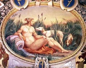 The Nymph of Fontainebleau painting after a sketch by Le Rosso by & Boyvin, Rene Milan, Pierre