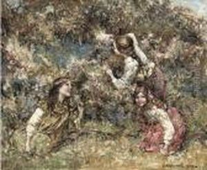 Girls In A Wood by Edward Atkinson Hornel