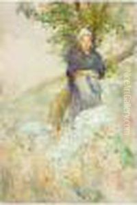 Lady Beside A Tree by Edward Atkinson Hornel