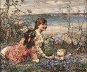 The Pink Bonnet, Brighouse Bay by Edward Atkinson Hornel