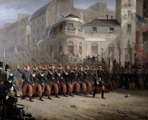 The Return of the Troops to Paris from the Crimea Boulevard des Italiens in front of the Hanover Pavilion December 1855 by Emmanuel Masse