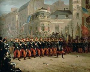 The Return of the Troops from the Crimea Boulevard des Italiens in front of the Hanover Pavilion December 1855 by Emmanuel Masse
