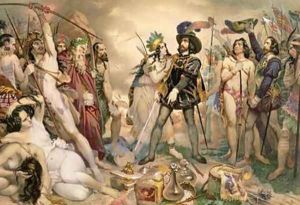 Conquest of Mexico Hernando Cortes destroying his fleet at Vera Cruz 1519 by Maurin, Nicholas Eustache
