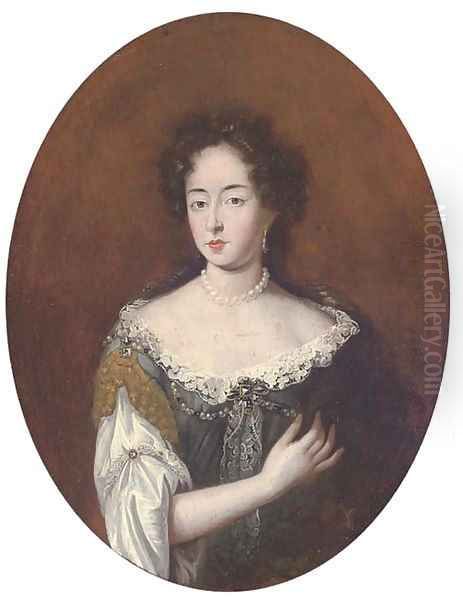 Portrait of a lady, half-length, wearing pearls - view 1