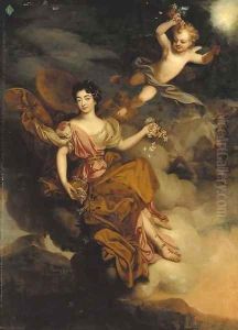 Portrait of Mademoiselle de la Force as Flora, full-length, with putti in a landscape Portrait of Mademoiselle de la Force as Flora, full-length, with putti in a landscape