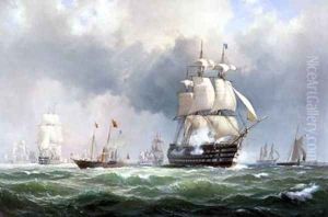 The Baltic Fleet Leaving Spithead 15th March 1854 by Anton Melbye
