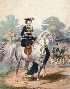 Empress Eugenie in her hunting costume 1860 by Rene de Moraine