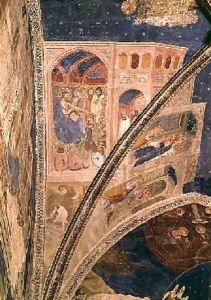 The Calling of St Martial a fisherman detail from the ceiling of the chapel of the Tinel with scenes from the life of St Martial 1344-45