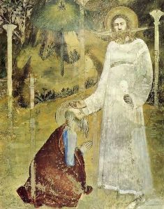 The Vision of St John at Patmos detail from the chapel of St John 1344-45 by di Giovanetto da Viterbo Matteo