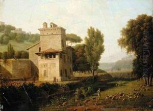 The Casa Cenci in the Borghese Gardens Rome 1805 by Jean-Honore Marmont de Barmont
