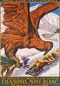Poster advertising the winter olympics at Chamonix Mont-Blanc January-Febrary 1924 by Matisse, Auguste Philippe