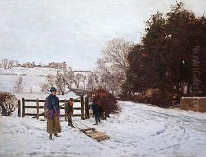 Sledding In The Snow by George Houston