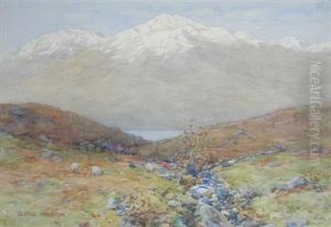 Highland Loch With Snow Covered Peaks