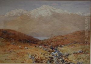 Houston, Watercolour 'highland 
Loch'label On Reverse For Annan &amp; Sons, Glasgow, 25x35cm by George Houston