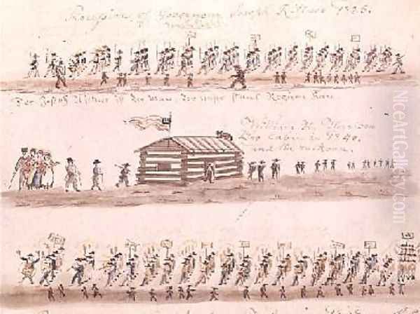Three sketches depicting events in American history - view 1