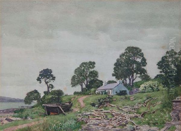 Scottish Landscape With Cottage And Rowing Boat - view 1