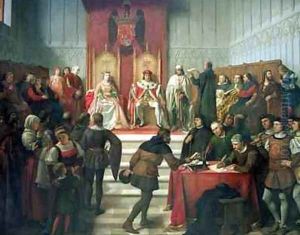 Catholic Rulers Administering Justice 1860 by Victor Manzano y Mejorada