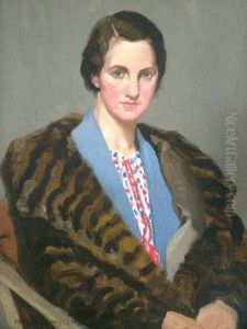 Portrait Of A Lady, Seated 
Half-length In A Fur Coat And Portrait Of A Gentleman, Seated 
Quarter-length N A Black Suit