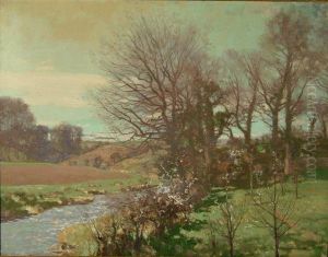 A River Landscape With Trees by George Houston
