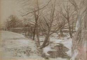 Snow Covered River Landscape