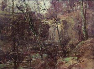 A View Of A Waterfall In A Glen by George Houston