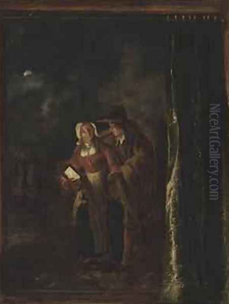 Man Caressing Woman with a Lantern 1651 - view 1
