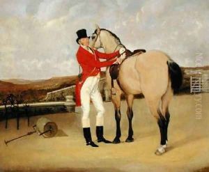 James Taylor Wray of the Bedale Hunt with his Dun Hunter by Anson A. Martin