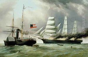 C.S.S. Nashville capturing and burning the English Merchantman Harvey Birch 1864 by Duncan Mcfarlane