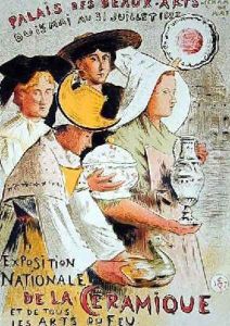 Reproduction of a poster advertising the National Exhibition of Ceramics