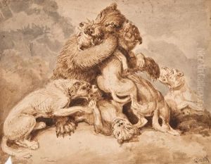 A Bear Attacked By Dogs by Samuel Howitt