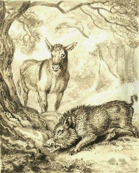 Illustration To The Fable Of The Ass And Wild Boar - view 1