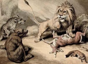 A Lion Guarding His Prey by Samuel Howitt