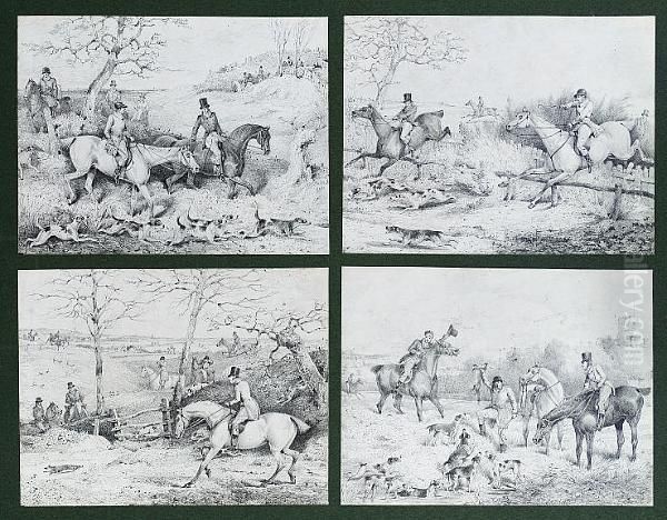 A Hunting Scene, Set Of Four; A Shooting Scene, Eight - view 1