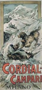 Poster advertising Cordial-Campari Milano 1895 by G. Mora