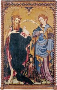 Sts John the Baptist and John the Evangelist with a Donor c. 1410 by Joan Mates
