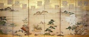 Six panel screen with birds and flowers of the twelve months by Tosa Mitsunari