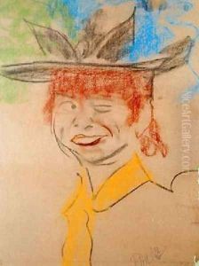 Laughing and Winking Girl by Phil May