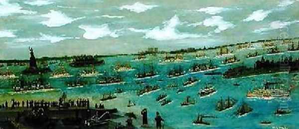 Review of the United States Fleet in New York Harbour with the Statue of Liberty 1893 - view 1