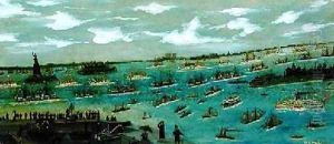 Review of the United States Fleet in New York Harbour with the Statue of Liberty 1893 by Andrew Meyer