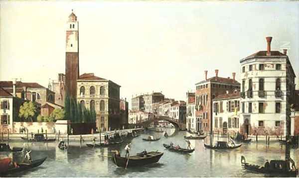 The Grand Canal, Venice, and the entrance to the Cannaregio with the church of San Geremia - view 1