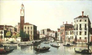 The Grand Canal, Venice, and the entrance to the Cannaregio with the church of San Geremia