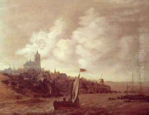 River and City Scene by Jan Meerhout