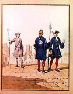 Eighteenth Century Parisian Troops Watchman and Archers of the Town in Ceremonial Uniform by Marbot, Alfred de