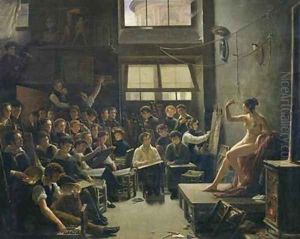 The Studio of Baron Antoine Jean Gros 1771-1835 by Auguste Antoine Masse