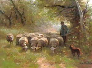 Grazing sheep by Francois Pieter ter Meulen