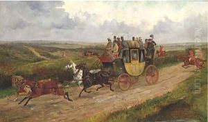 The London to Norwich coach with a hunt beyond by George Finch Mason