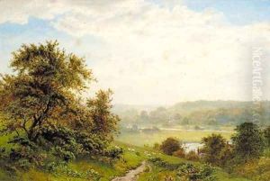 Sheep grazing in a river valley
